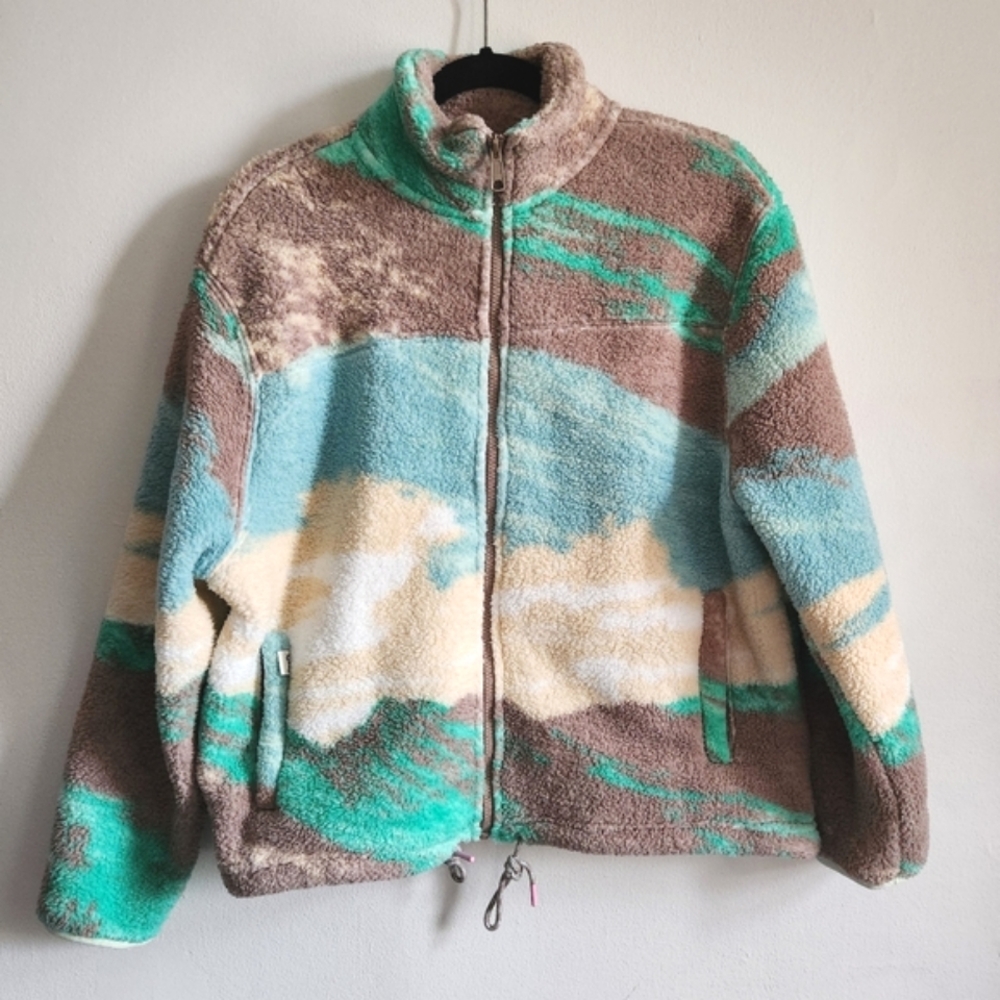 Levis Mountain Print Cool Multicolor Cozy Fleece Zip Up Jacket
